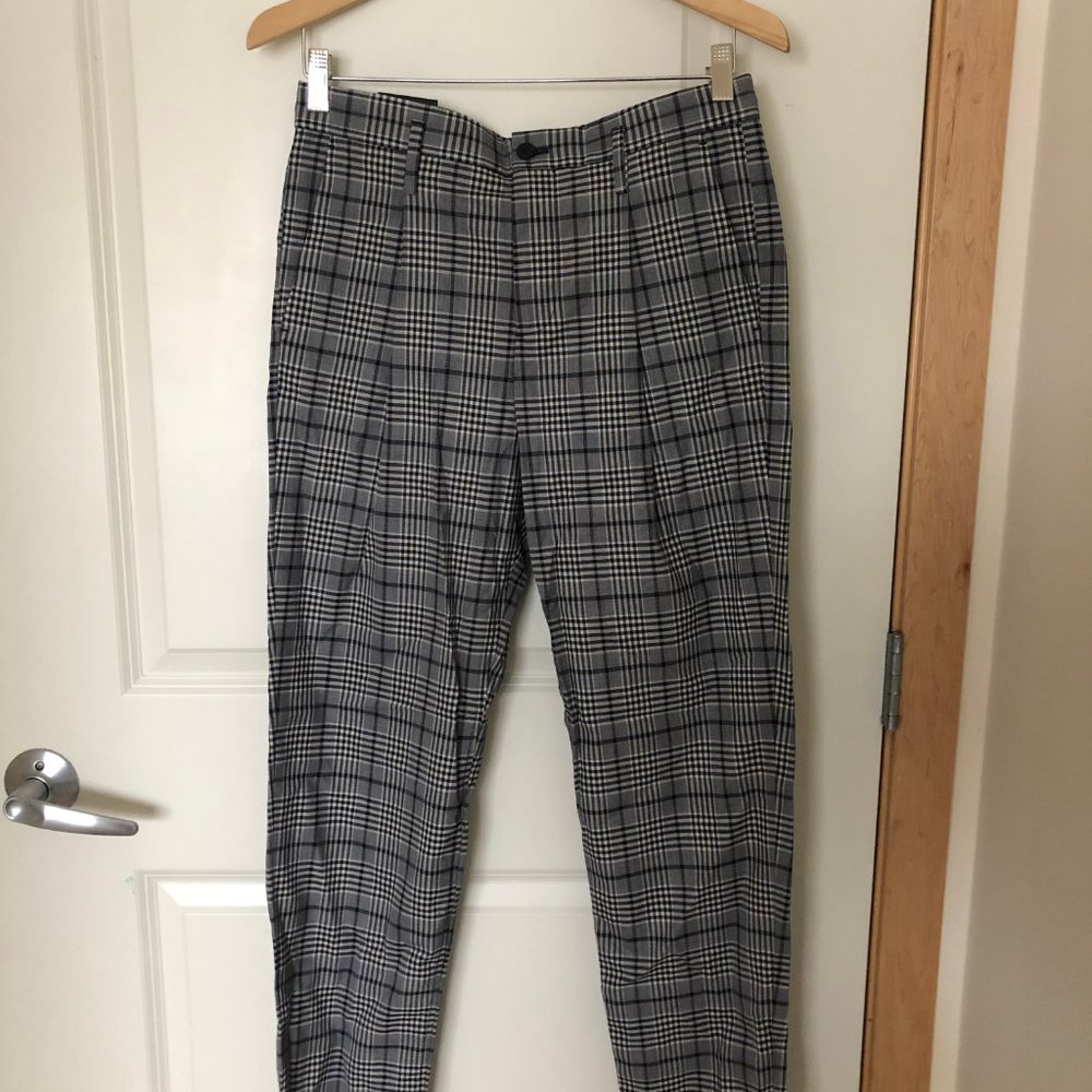NWT ZARA MAN PLAID PLEATED SUIT TROUSERS